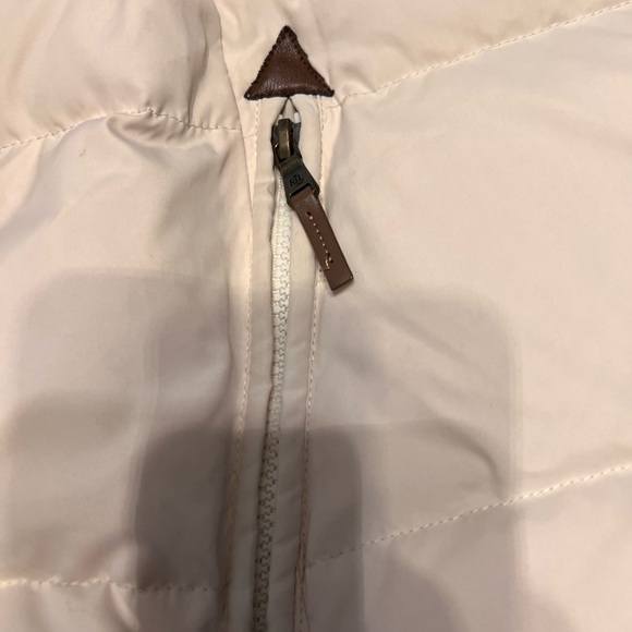 Lauren Ralph Lauren Tan/Cresm Puffer Jacket with Faux Fur Trim minor flap defect - Picture 5 of 14